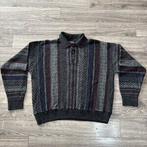 VTG Knitted Coogi Style Sweater Mens L Cooper Grand-pa Wool Pullover 90s Retro